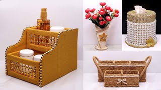 4 Ide kreatif menggunakan kardus ! | Daur ulang kardus ! | How to make craft with cardboard box