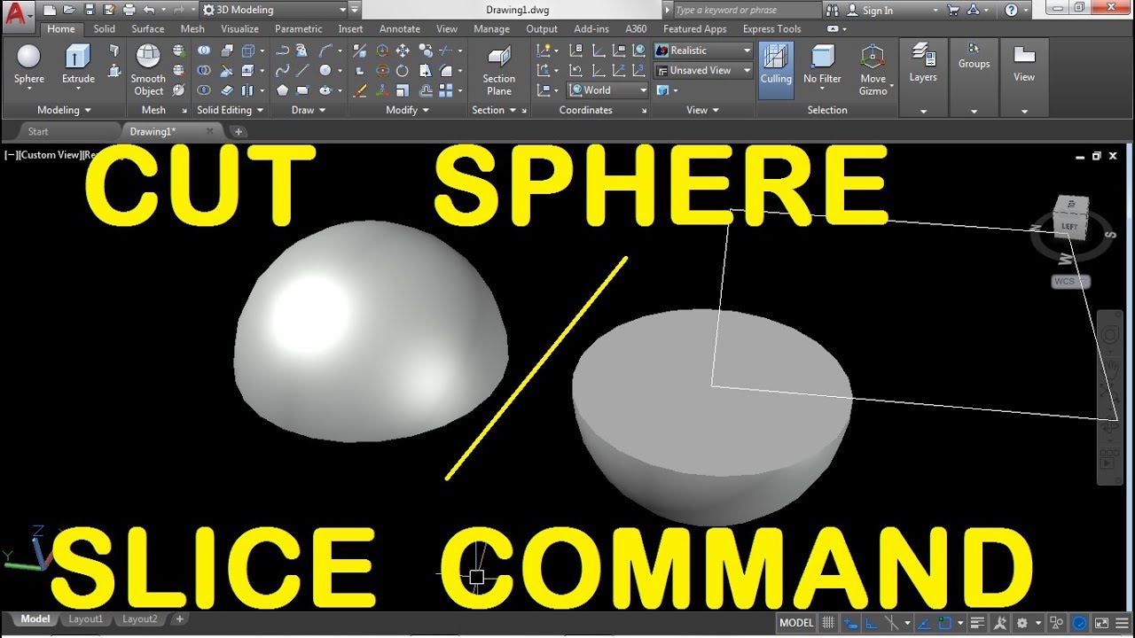 How To Cut A Sphere In Half In Autocad Using Slice Command