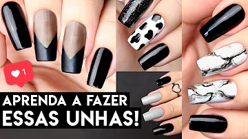 Como fazer desenho na unha preta?