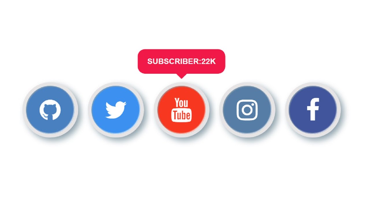 Social Media Buttons with Hover Effect Using HTML & CSS