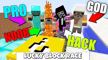 Minecraft Battle : LUCKY BLOCK RACE CHALLENGE - NOOB vs PRO vs HACKER Minecraft Animation