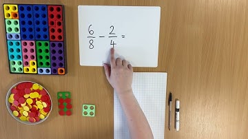 Year 5 - Subtracting fractions with denominators that are multiples of each other - Numicon