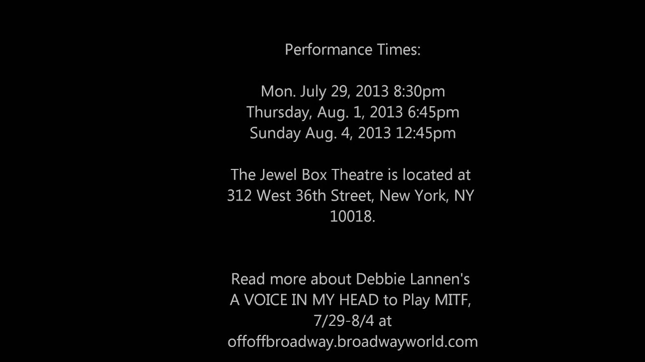 A Voice in My Head opening July 29th at Midtown International Theatre Festival NYC