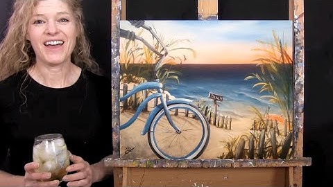 Learn How to Paint SUNRISE BEACH BIKE with Acrylic - Paint and Sip at Home - Step by Step Tutorial