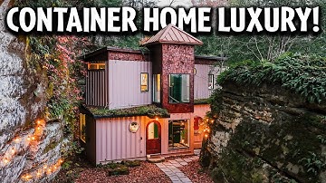 This Shipping Container Home is built between 2 Rock Cliffs!