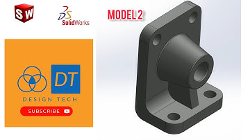 model 2 | solidworks |Extruded boss base, Extruded cut, holes , Rip, Fillet, Chamfer...