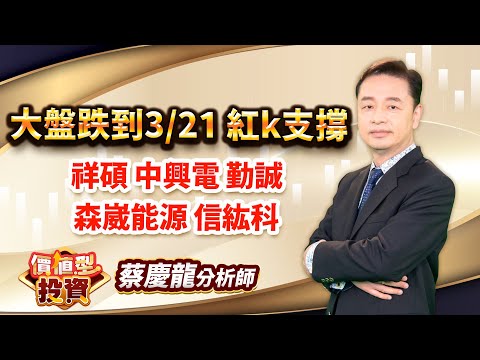 中視【價值型投資】20240416 #蔡慶龍：大盤跌到3/21 紅k支撐 祥碩 中興電 勤誠 森崴能源 信紘科 #中視 #中視新聞 #蔡慶龍 #價值型投資 #摩爾證券投顧