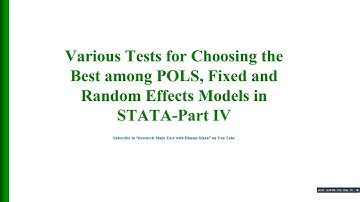 91 Choosing Among #Pooled #OLS, #LSDV, #Fixed-Effect and #Random-Effect #Models Based on Some Tests