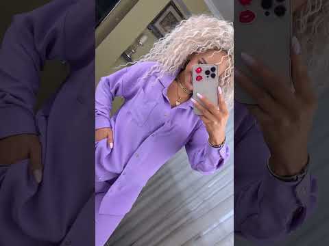 Костюм жіночий двійка зі штанами та сорочкою oversize (Розміри S,M,L,XL), Ліловий, видео 1