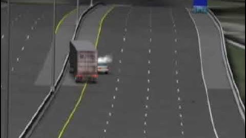 Truck/Car Crash on Freeway Forensic Animation.   MADYMO Animation