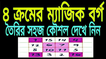 Technique of Magic Square Make . ৪ ক্রমের ম্যাজিক বর্গ  তৈ্রির কৌশল দেখে নিন।