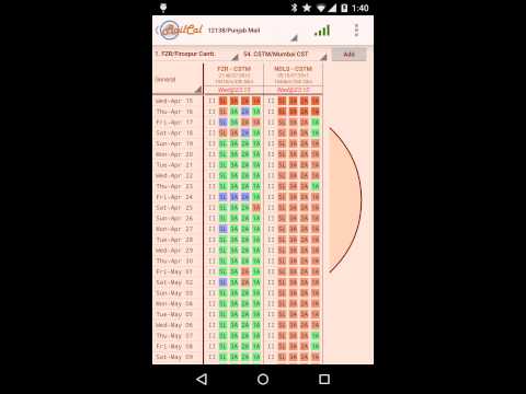 RailCal: Indian Railways Calendário de Disponibilidade