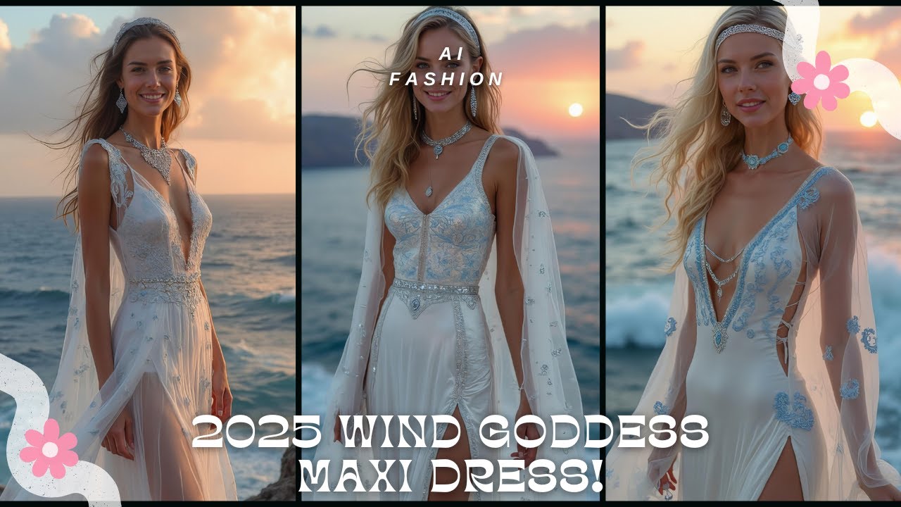 AI Fashion - Wind Goddess Fashion 2025: Pearl Maxi Dress Elegance