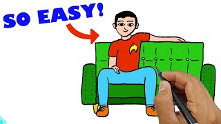 how to draw a person sitting down on a couch easy version easy drawings