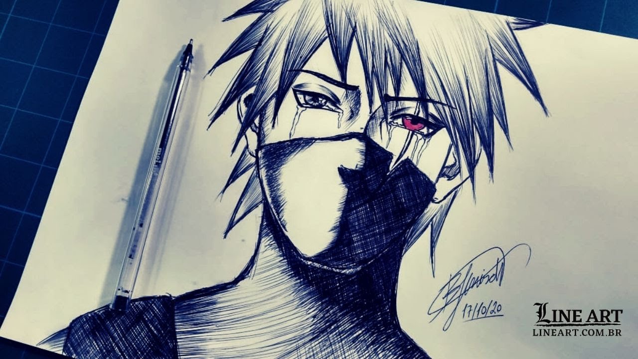 🖊️ Kakashi Hatake Desenho - Caneta BIC 