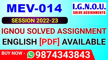 MEV-14 Solved Assignment 2022-23 in English, MEV 14 Solved Assignment 2023, MEV 14 Assignment