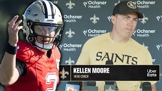 Kellen Moore Names Spencer Rattler Saints QB1 for Preseason Game 1 | James Skrmetta Reacts