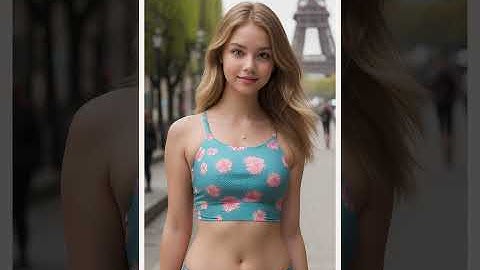 4K AI Art Lookbook Model video | fashion swimsuit, Paris, France 4