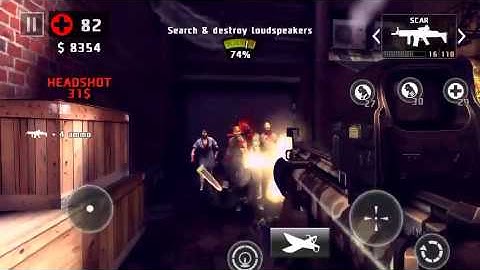 Dead trigger 2 scar & fn 2000 S&D level 58 gameplay iOS in hard.