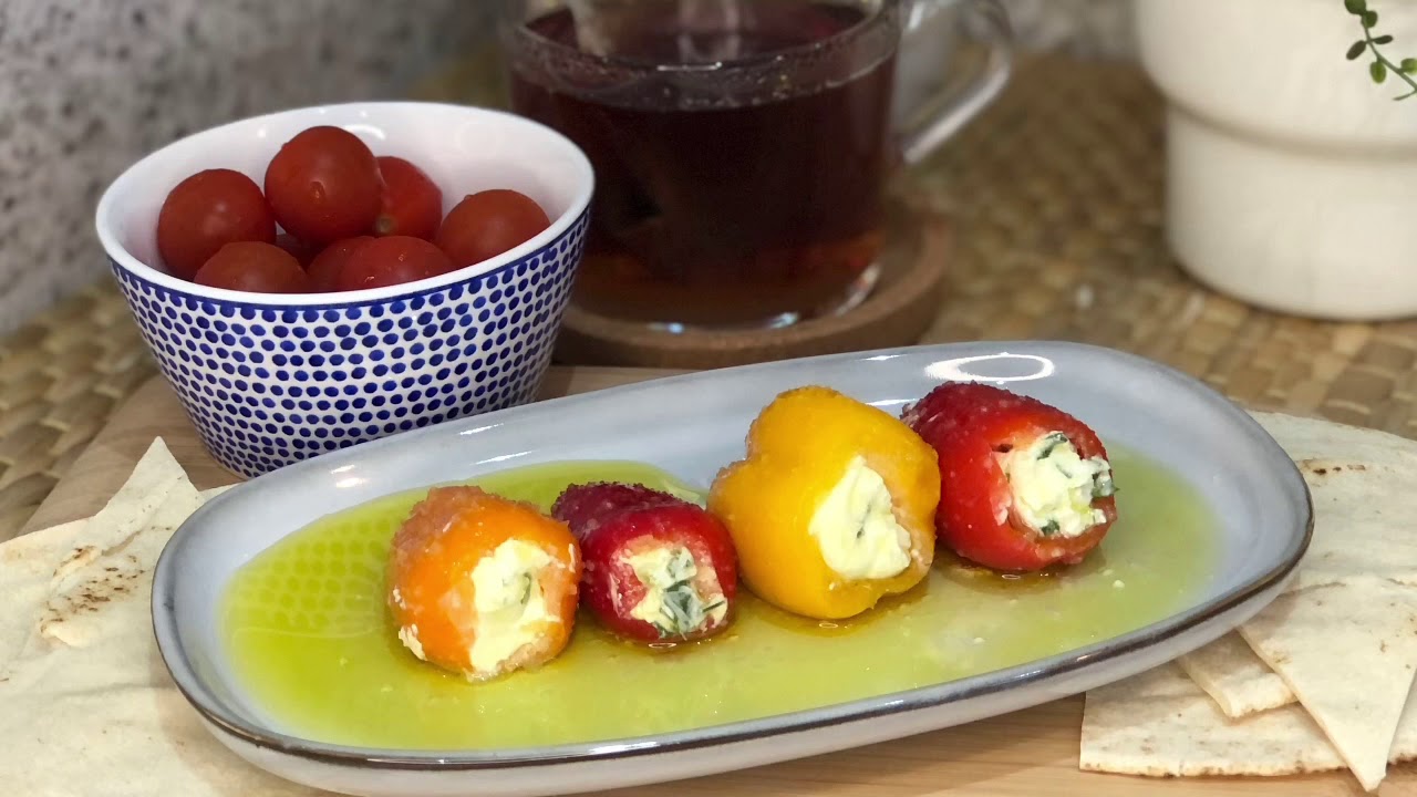 مخلل الفلفل الحلو بالزيت محشي بالجبنة | وصفات فطور