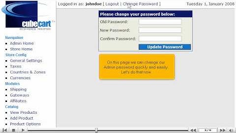 Change your admin password in CubeCart by VodaHost web hosting