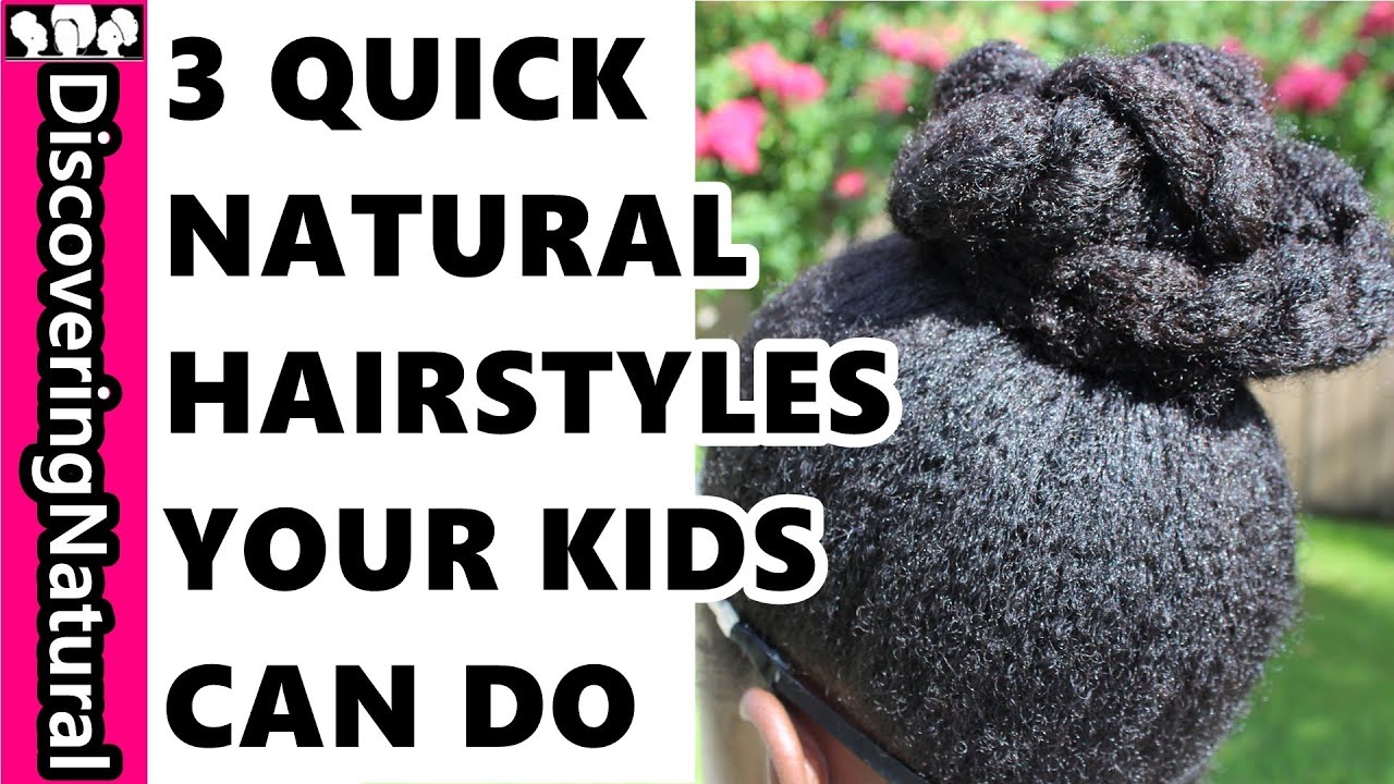 3 QUICK Back To School Natural Hair Hairstyles KIDS CAN DO ...