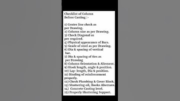 Checklist of Column Before Casting | #shorts
