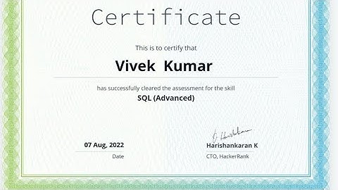 SQL Advanced Skill Certification Part- 2 Test on Hacker rank || #hackerrank  #EarnedFreeCertificate