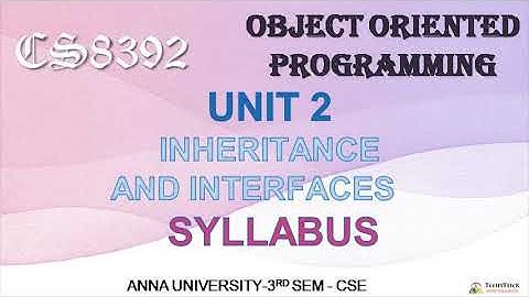 CS8392 Object Oriented programming language Unit 2 Syllabus