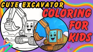 Coloring a Big Excavator 🚧 | Fun Construction for Toddlers