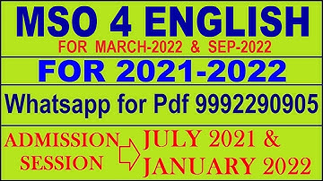 MSO 4 Solved Assignment 2021-22 in ENGLISH Pdf @40rs 9992290905., mso 004 solved assignment