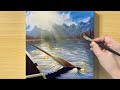 Sunset Lake Painting / Acrylic Painting / STEP by STEP #254