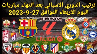 ترتيب الدوري الاسباني بعد انتهاء مباريات اليوم الأربعاء الموافق 27-9-2023