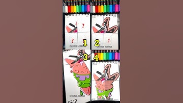 Drawing PATRICK STAR from SpongeBob SquarePants with Posca Markers! 4 in 1! #shorts