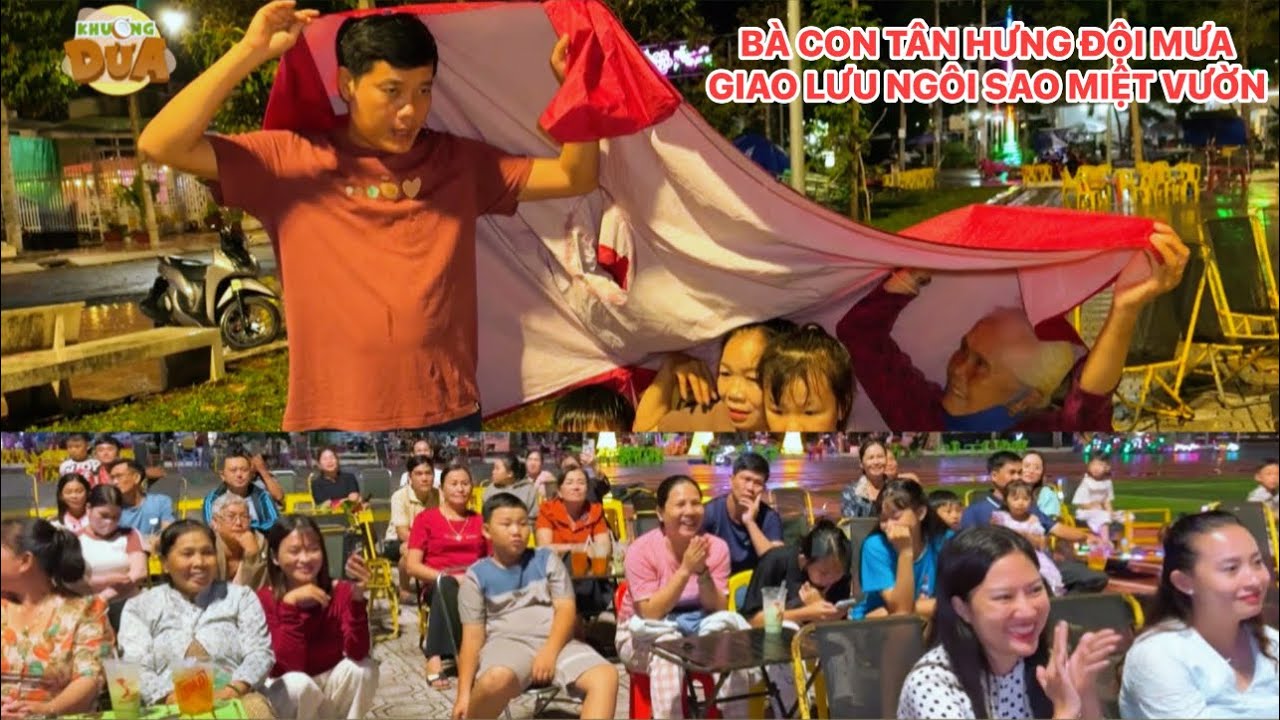 Khương Dừa xúc động khi bà con Tân Hưng đội mưa để giao lưu với Ngôi Sao Miệt Vườn