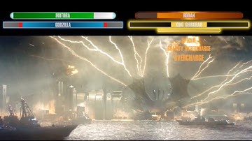 Godzilla: King of the Monsters | Godzilla vs Ghidorah, Boston Battle with healthbars (Part 2/3)
