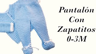 Ajuar para bebés: Como tejer un pantalón con pies para varón | niños | niñas | a crochet | 0-6M #172