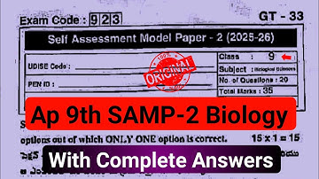 Ap 9th class biology Fa2 question paper and answers 2025|9th biology self assessment 2 paper 2025