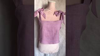 Sew a cute linen top with me. Full tutorial on my channel. #linen  #sewingtutorial #sewing #diy