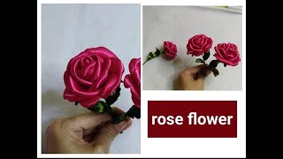 How to Make Rose Flower From Satin Ribbon DIY