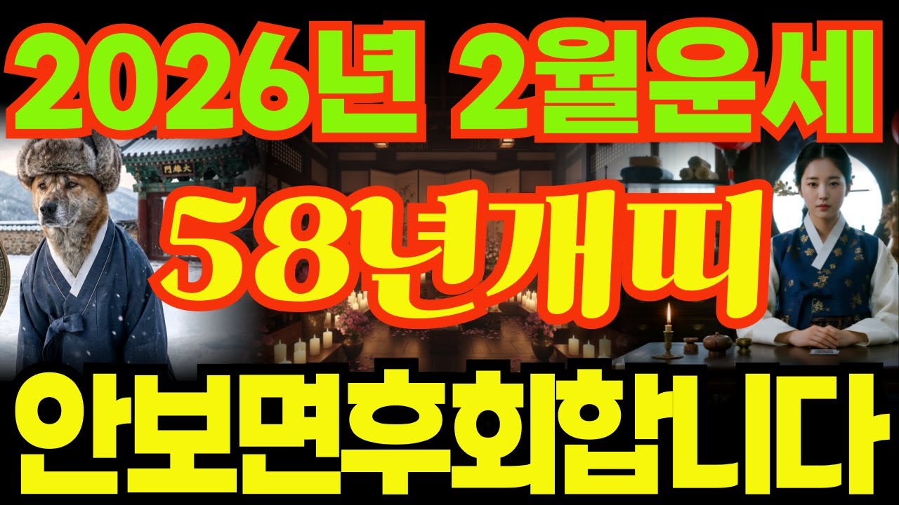 [58년개띠운세]안보면후회합니다!!1958년무술생개띠2026년2월운세