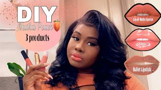 Watch me make lipgloss, bullet lipstick and liquid matte lipstick all the same color | Neutral Peach