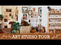 Art studio tour  natural boho cottage cozy art studio