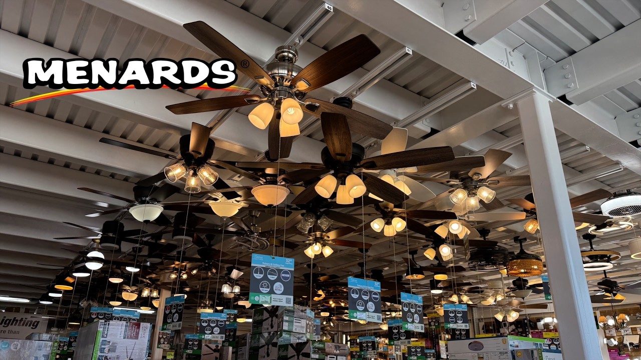 Потолочные вентиляторы в магазине Menards — двухэтажная витрина (2025)