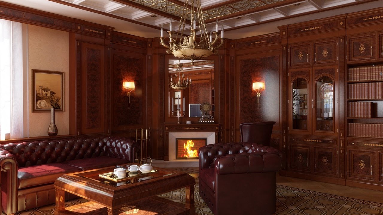 Чтобы визуально увеличить высоту кабинета, потолок стоит оформить в белом цвете