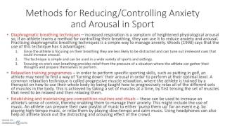 Application: Strategies for Managing Arousal and Anxiety