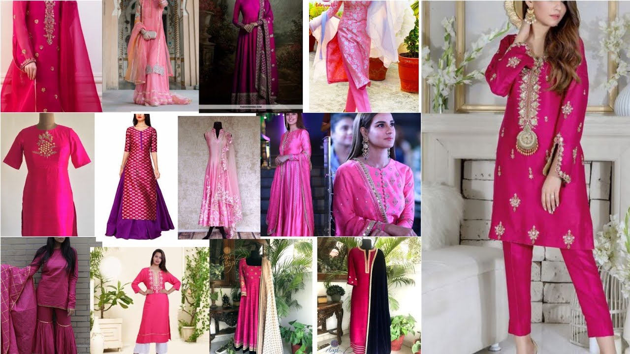pink colour suit design/pink kurti design/light pink colour kurti-suit design 