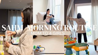 SOLO STAY AT HOME MOM MORNING ROUTINE // MOM TO 4 GIRLS // HOMESCHOOL MOM