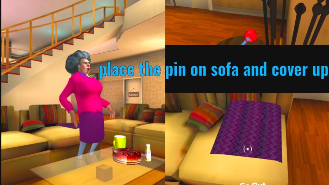 place a pin on sofa scary teacher 3d game place a pin on sofa for