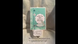 reupload with sound :) Tearoom Suite by Stampin Up! following a sketch by Freshly Made Sketches
freshlymadesketches.blogspot.com/2018/09/freshly-made-sketches-355-sketch-by-kim.html
https://karamiasu.blogspot.com/2018/09/tearoom-suite-by-stampin-up-following.html
I am a newly recruited (July 2018) Stampin Up! Demonstrator
Where to find me online -
https://www.facebook.com/DesignbyKarenM/
https://twitter.com/Karian77
https://www.instagram.com/karian77/
https://uk.pinterest.com/karenmcclure77/
https://karamiasu.blogspot.com/
Also was Design Team Member for
Scrimpys Lace Closet
https://scrimpys-lace-closet.zibbet.com
and Guest Design Team Member for November 2016 & April 2017 at Xanderous Crafty Stash
https://www.facebook.com/groups/507310872777054/
Also was Guest Design Team Member for January 2017 at Fernli Designs
http://www.fernlidesigns.com/
https://www.facebook.com/Fernlidesign reupload with sound :) Tearoom Suite by Stampin Up! following a sketch by Freshly Made Sketches